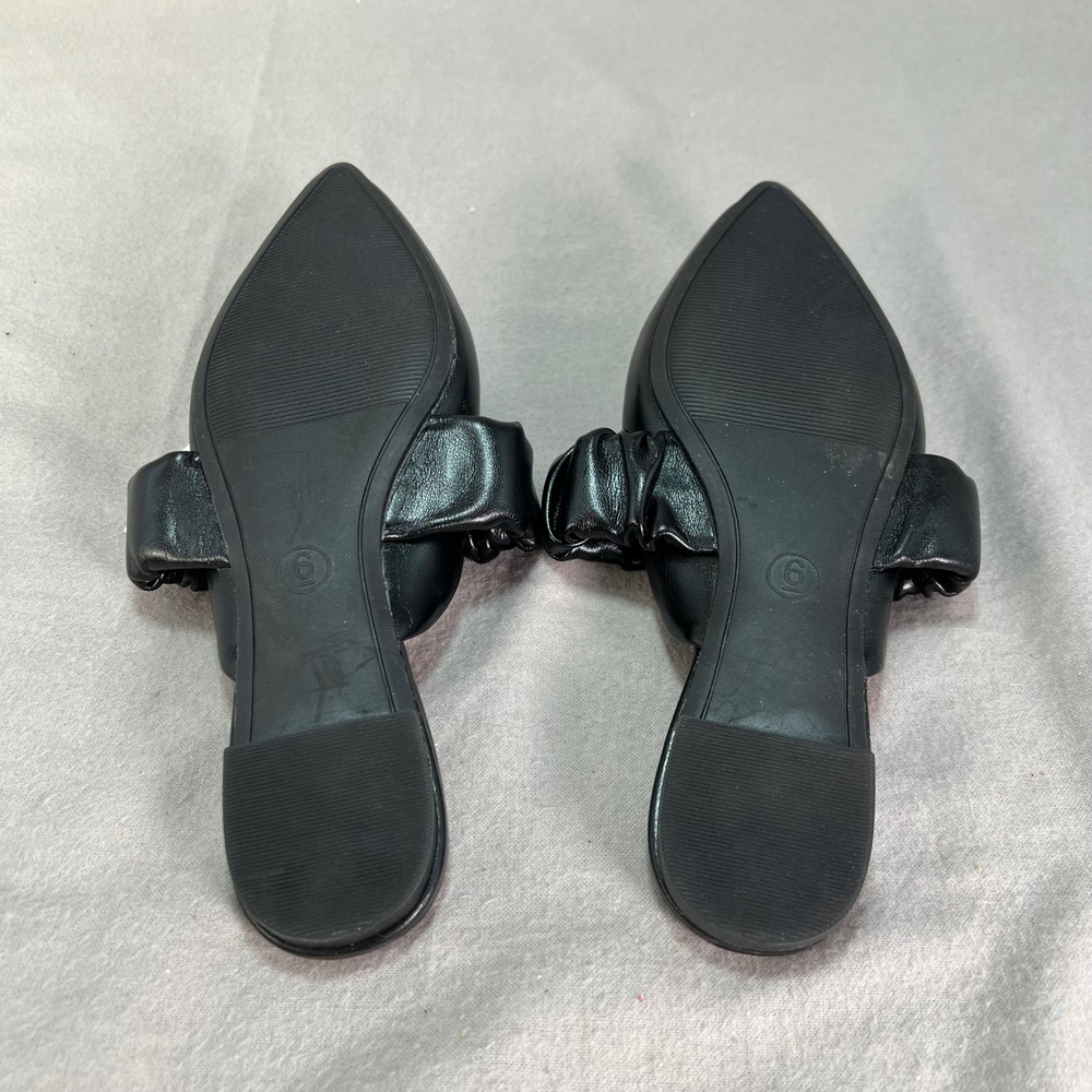 A New Day Celeste Black Pointed Toe Mule Slip On Flats Minimalist Chic Size 6 - Picture 8 of 11